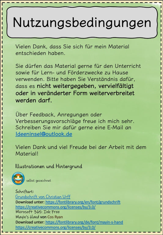 Mathematik Lernspiel zum Üben des kleinen Einmaleins - Nutzungsbedingung