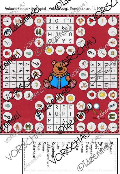 Anlaute Bingo Lernspiel Deutsch einfache Laute 