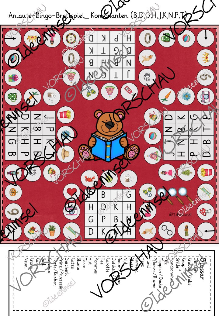 Anlaute Bingo Lernspiel Deutsch mit Plosiven