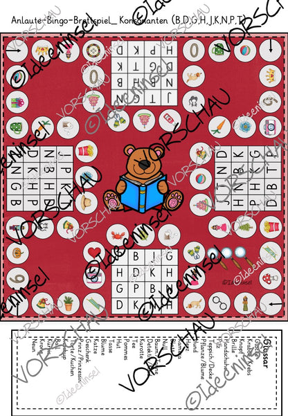 Anlaute Bingo Lernspiel Deutsch mit Plosiven