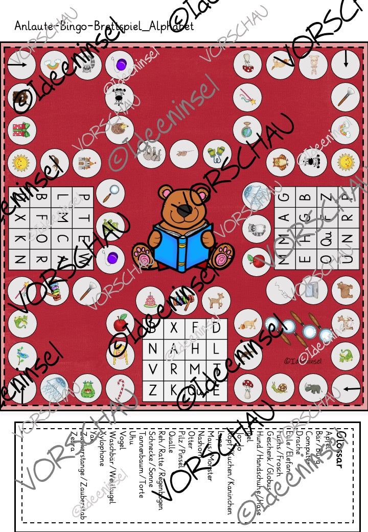 Anlaute Bingo Lernspiel Deutsch gesamtes Alphabet 