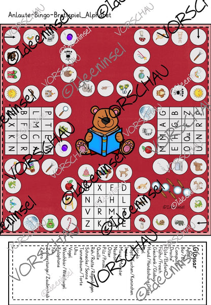 Anlaute Bingo Lernspiel Deutsch gesamtes Alphabet 
