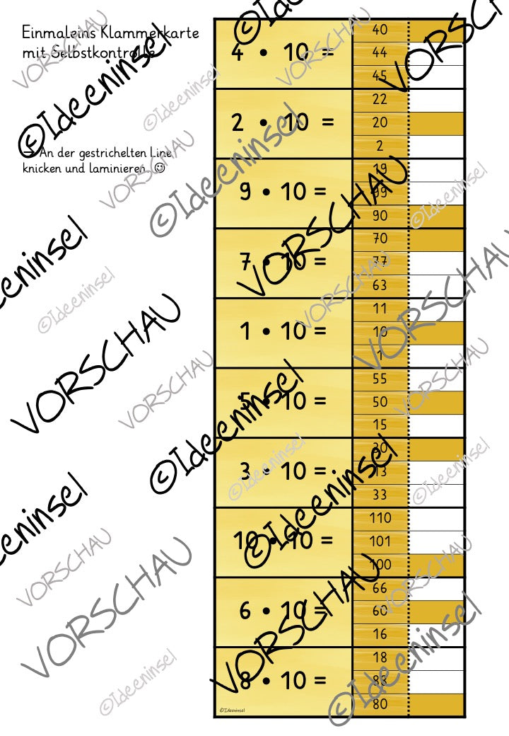 Grundschule Multiplikation 10er Reihe Material