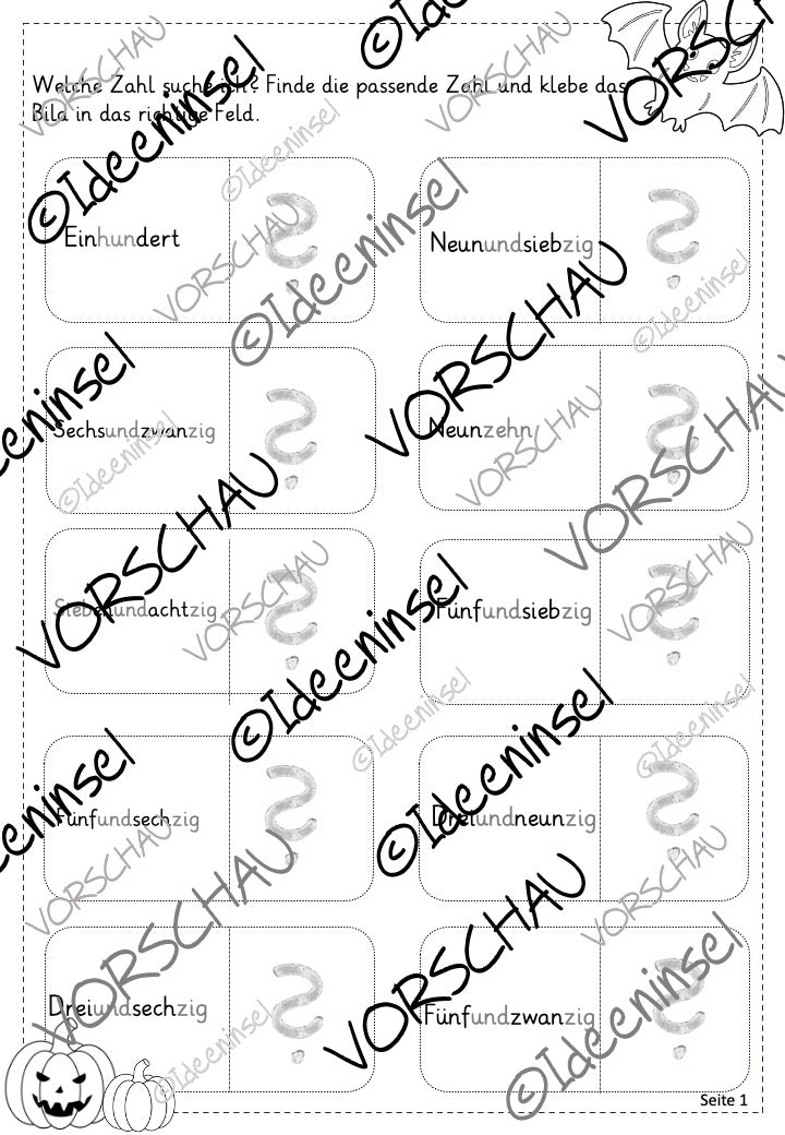 Halloween-Rechenspaziergang Zahlenraum 100 – Hunderterfeld & Zahldarstellung spielerisch üben