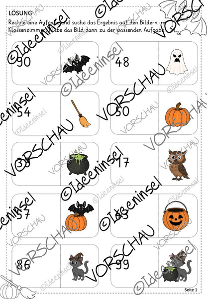 Halloween-Rechenspaziergang Zahlenraum 100 – Hunderterfeld & Zahldarstellung spielerisch üben