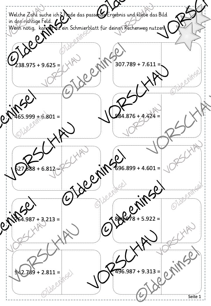Oster-Rechenspaziergang ZR 1.000.000 – Addition