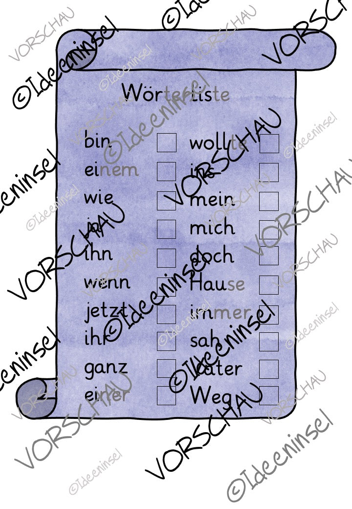 Lesespiel zur Sichtwortschatz-Arbeit im Grundschulunterricht