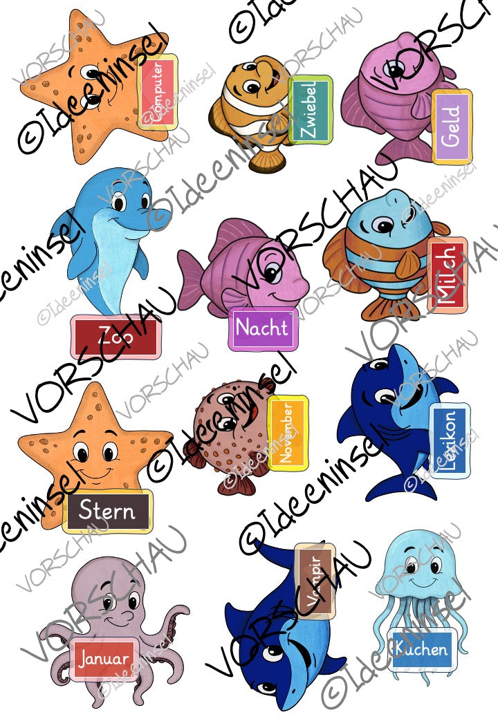 Silbenspiel – Fische angeln Lesespiel
