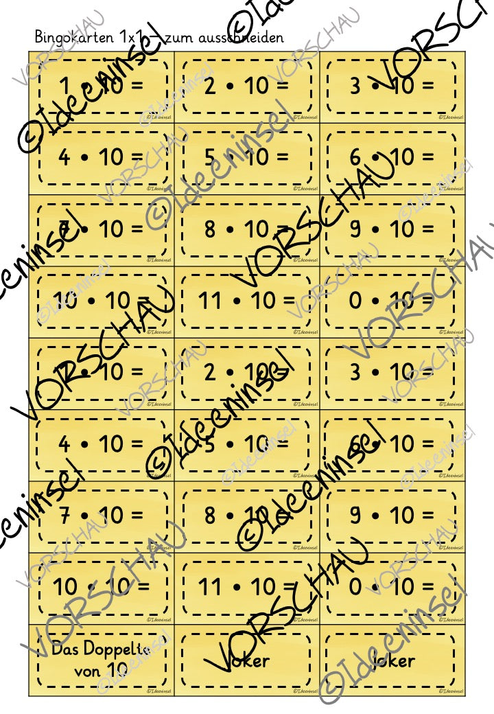 Einmaleinsspiele – 10er Reihe Materialpaket