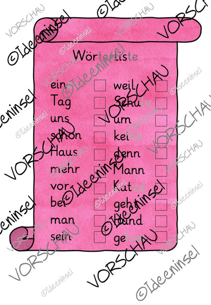 Lesespiel zur Sichtwortschatz-Arbeit im Grundschulunterricht
