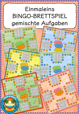 Einmaleins Bingo Brettspiel – gemischte Aufgaben