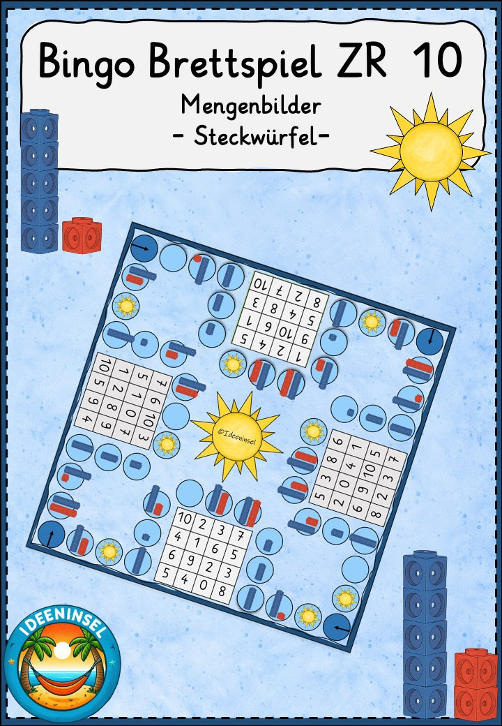 Bingo Brettspiel Mengen bis 10 mit Steckwürfeln
