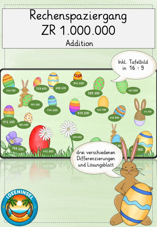 Oster-Rechenspaziergang Addition Zahlenraum 1 Million