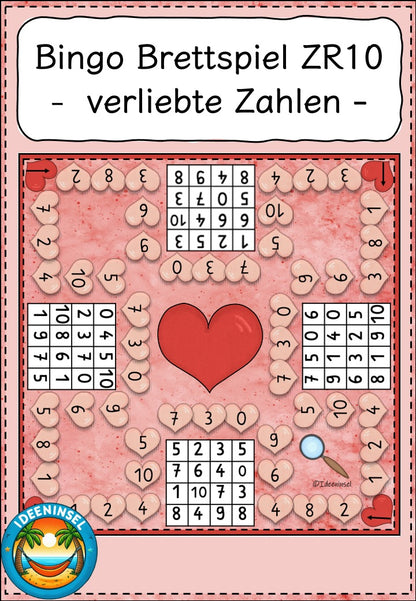 Verliebte Zahlen Bingo ZR 10 Grundschule