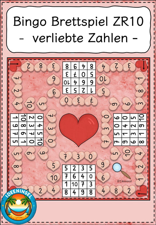 Verliebte Zahlen Bingo ZR 10 Grundschule