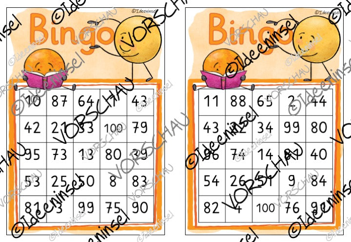 Mathe-Bingo Zahlenraum bis 100