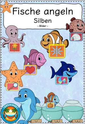 Lesespiel für Nichtleser – Fische angeln mit Bildern & Silben