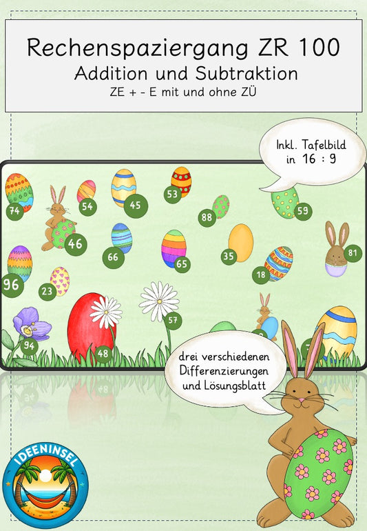 Oster-Rechenspaziergang Zahlenraum 100 Addition und Subtraktion