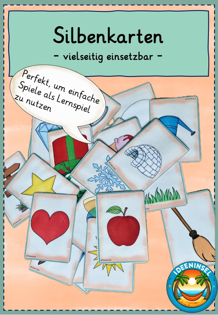 Kinder üben Silben spielerisch mit Karten und Start-Ziel-Spiel