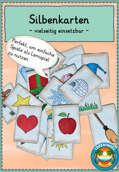 Kinder üben Silben spielerisch mit Karten und Start-Ziel-Spiel