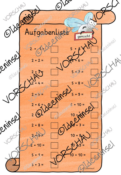 Einmaleins Kernaufgaben – Fliegenklatsch-Spiel