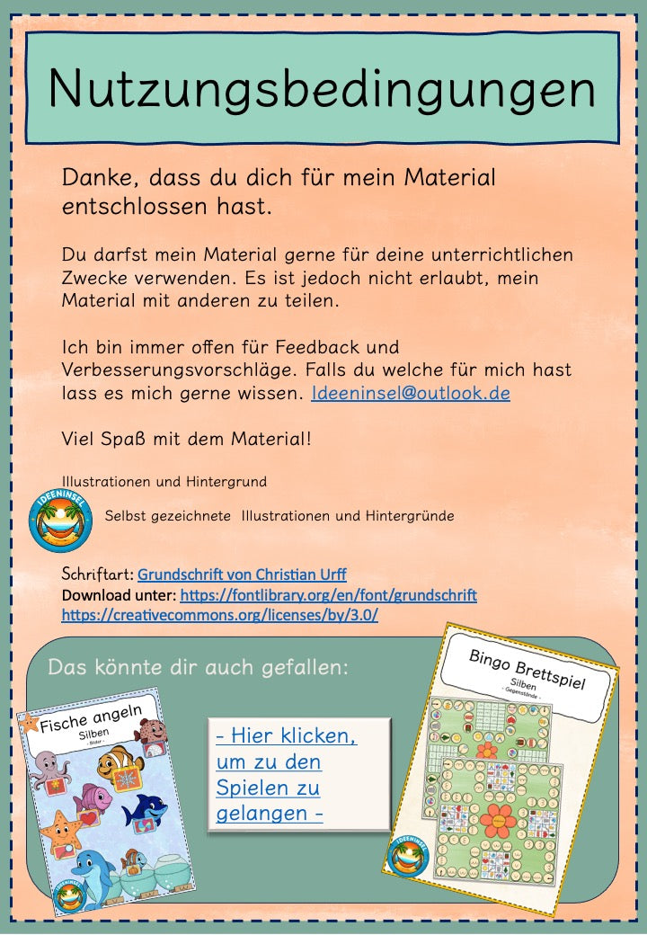 Kostenlose Silbenkarten für Vorschule und Grundschule