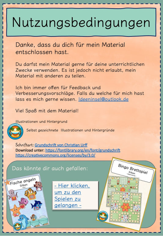 Kostenlose Silbenkarten für Vorschule und Grundschule