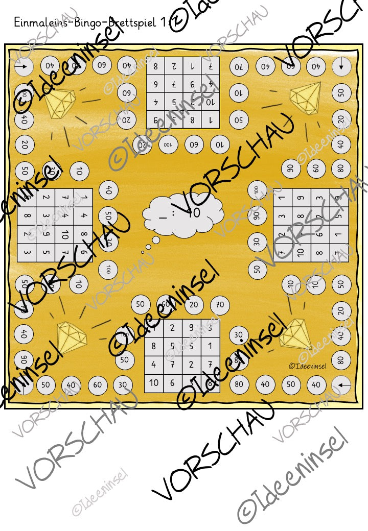 Einmaleins Grundschule Bingo Spiel 10er Reihe