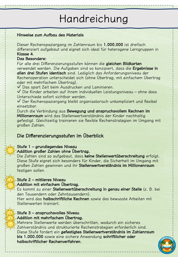 Oster-Rechenspaziergang ZR 1.000.000 – Addition