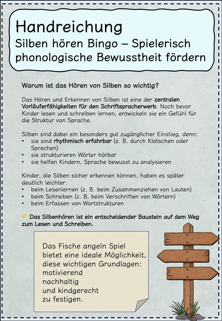 Lesespiel für Nichtleser – Fische angeln mit Bildern & Silben