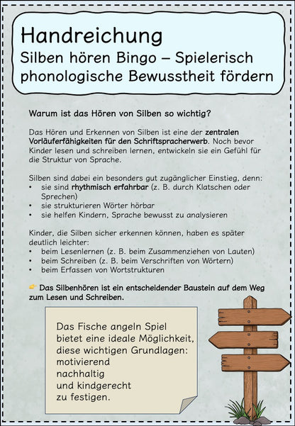 Lesespiel für Nichtleser – Fische angeln mit Bildern & Silben