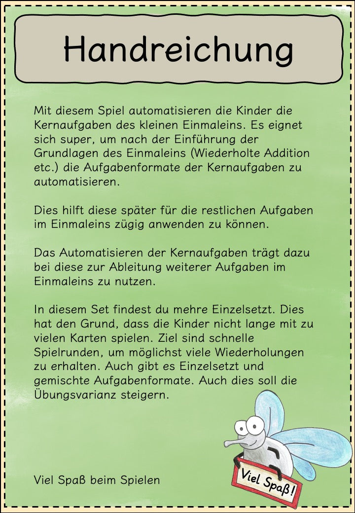 Einmaleins Kernaufgaben – Fliegenklatsch-Spiel