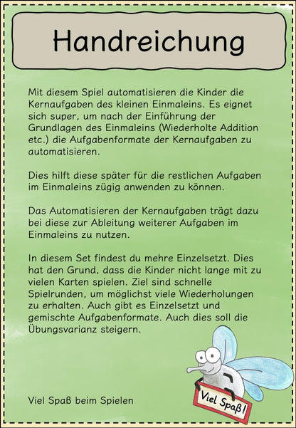 Einmaleins Kernaufgaben – Fliegenklatsch-Spiel