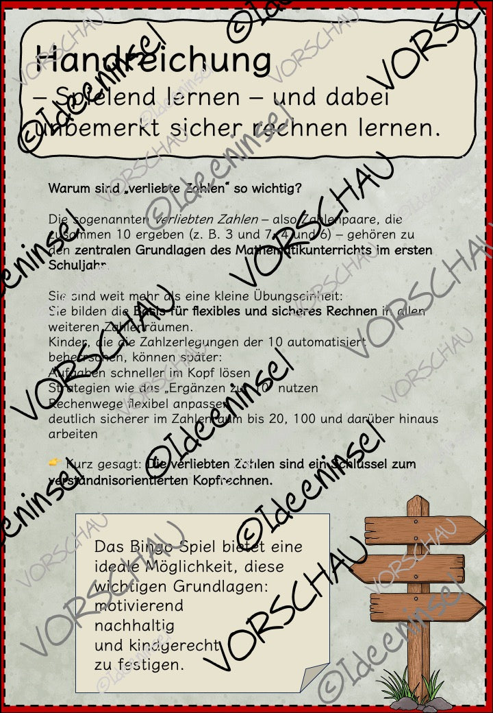 ZR 10 Lernspiel Addition Vorbereitung