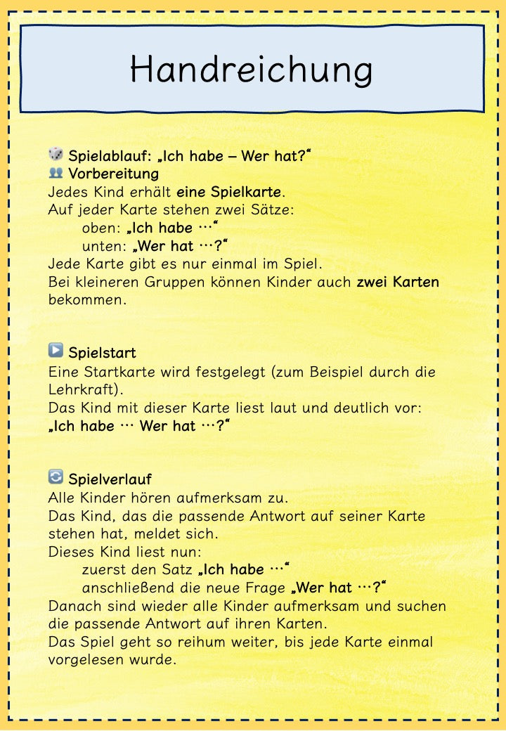 Ich habe – Wer hat? Ostern – Lesespiel