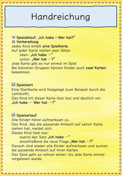 Ich habe – Wer hat? Ostern – Lesespiel