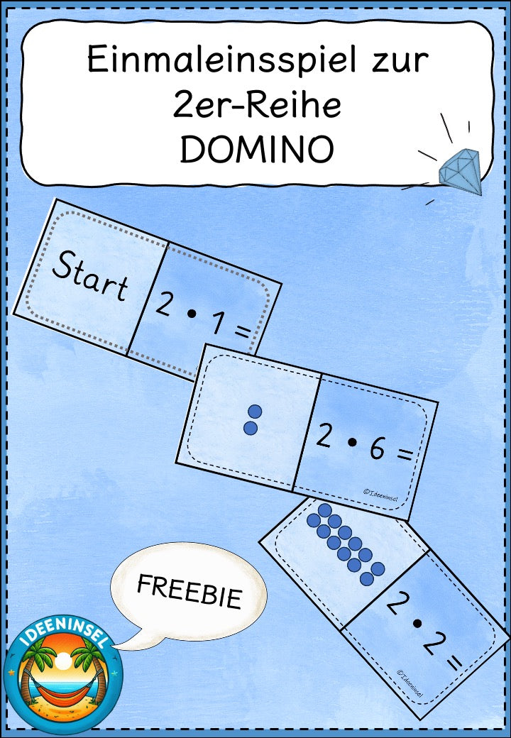 Einmaleins Domino 2er Reihe kostenlos Grundschule