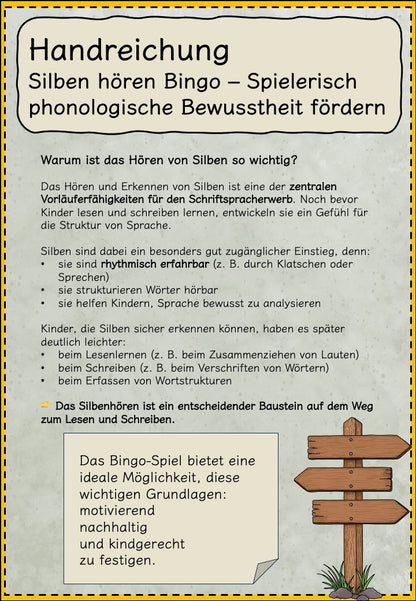 Silben Bingo-Brettspiel - Tiere