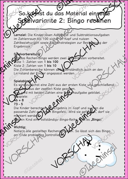 Rechen-Bingo Grundschule Mathematik