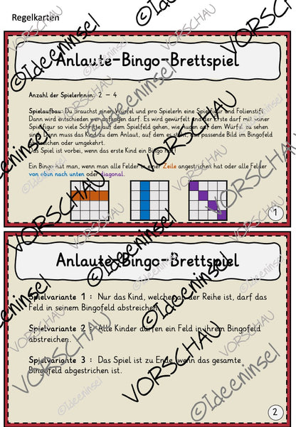 Anlaute Bingo Lernspiel Deutsch Anfangsunterricht Anleitung 