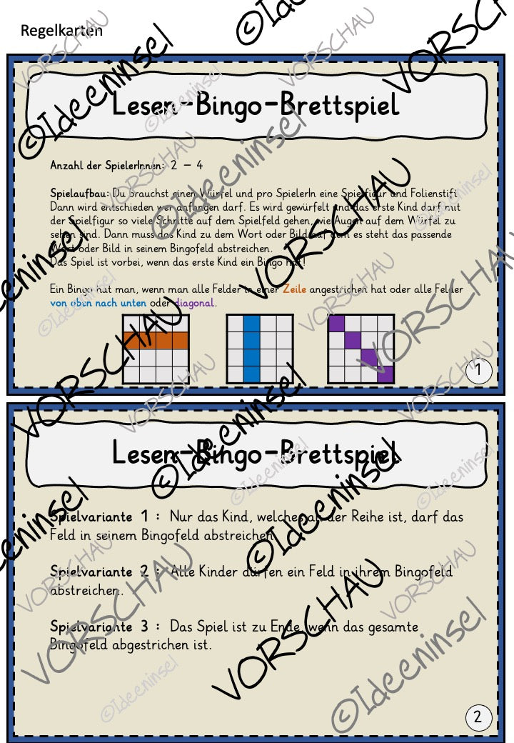 Lesespiel Brettspiel – Lesen auf Wortebene