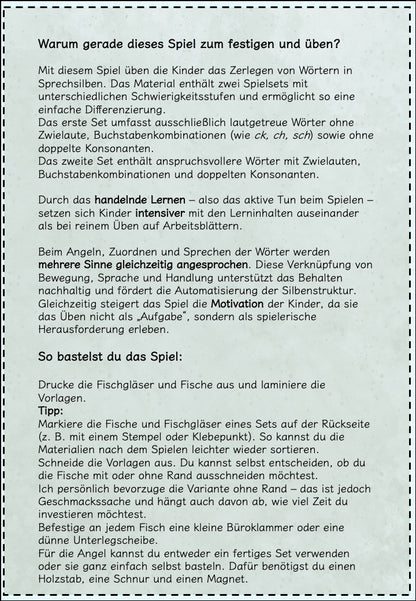 Lesespiel für Nichtleser – Fische angeln mit Bildern & Silben