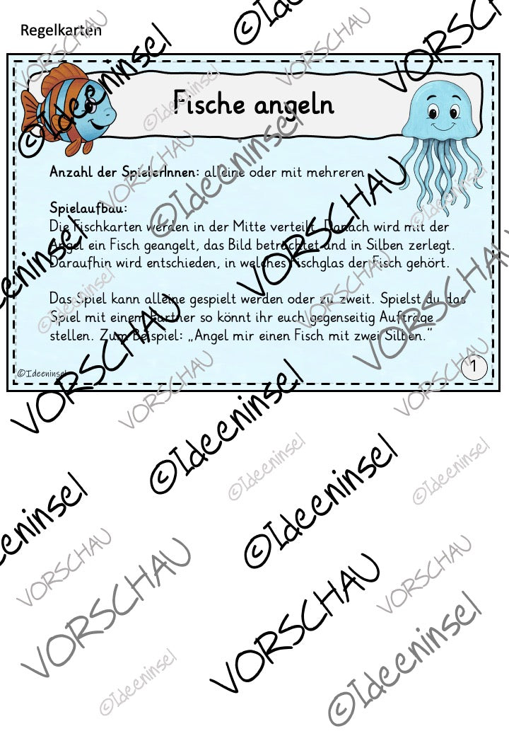 Vorschule Lesen lernen Spiel Fische angeln