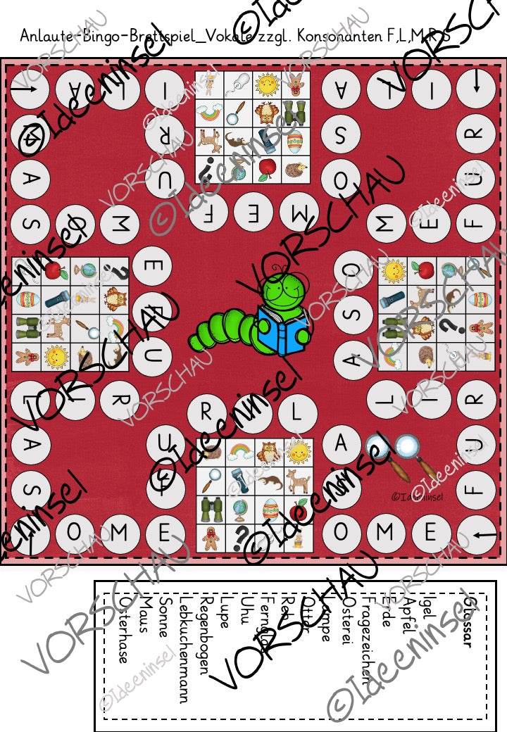 Brettspiel 2 Anlaute Bingo Lernspiel Deutsch Anfangsunterricht Grundschule