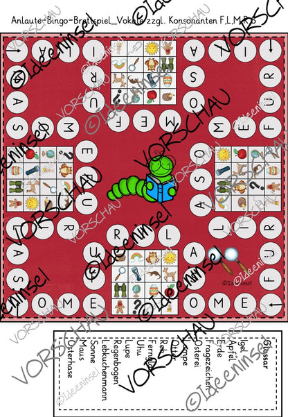 Brettspiel 2 Anlaute Bingo Lernspiel Deutsch Anfangsunterricht Grundschule