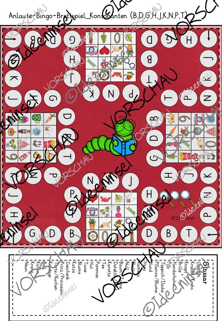 Anlaute Bingo Lernspiel Deutsch Anfangsunterricht Version 3