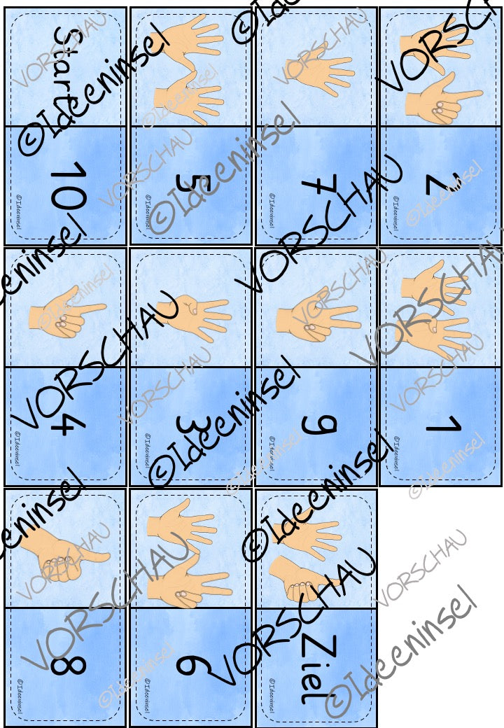 Domino Fingerbilder bis 10 Grundschule