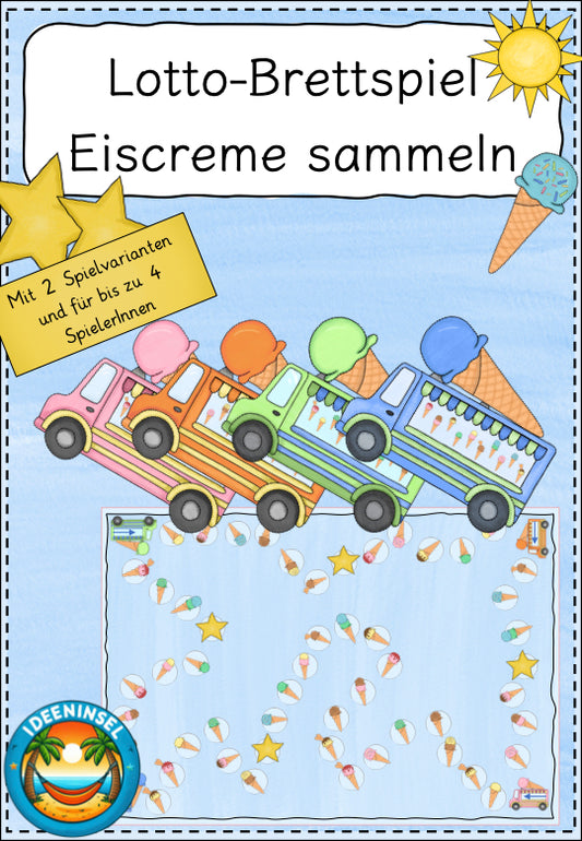 Lotto-Brettspiel Eiscreme für die Freiarbeit in der Grundschule