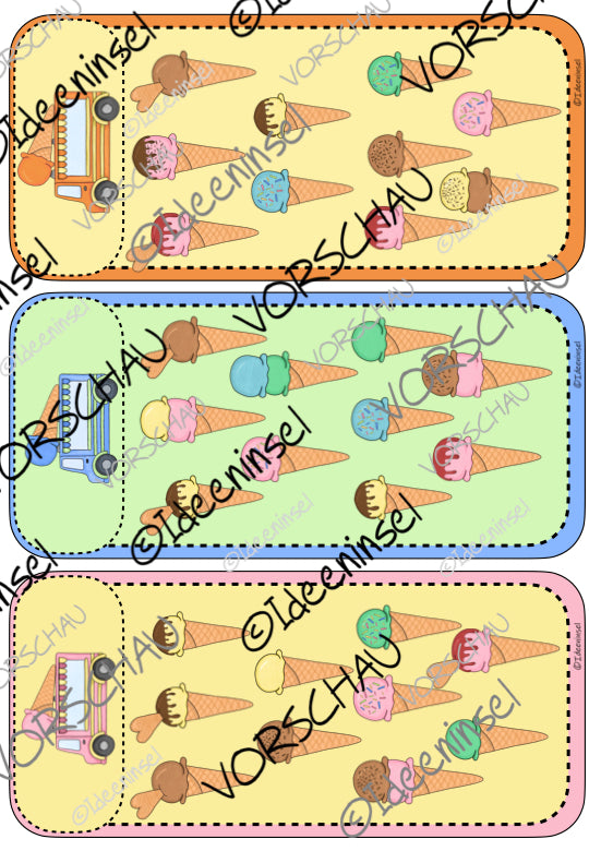 Freiarbeit Spiel – Lotto-Brettspiel „Eiscreme“