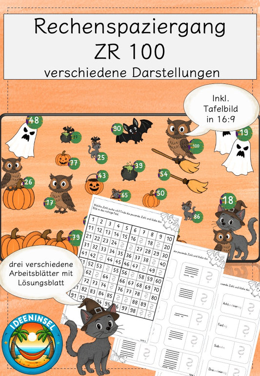 Halloween Rechenspaziergang Zahlenraum 100
